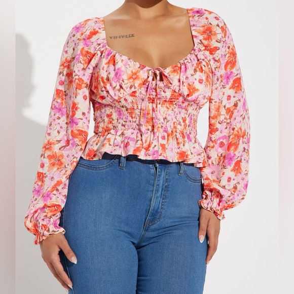 Blossoms Floral Top-Pink/Combo - Picture 1 of 3